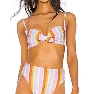 Montce Strapless Cabana Bikini Top in Mallorca Stripe Pastel Striped swim small